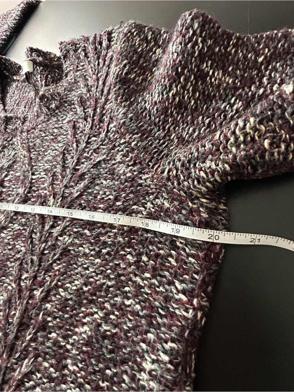 Madewell Cable Knit Sweater Marled Burgundy Gray Womens Medium - Picture 6 of 7
